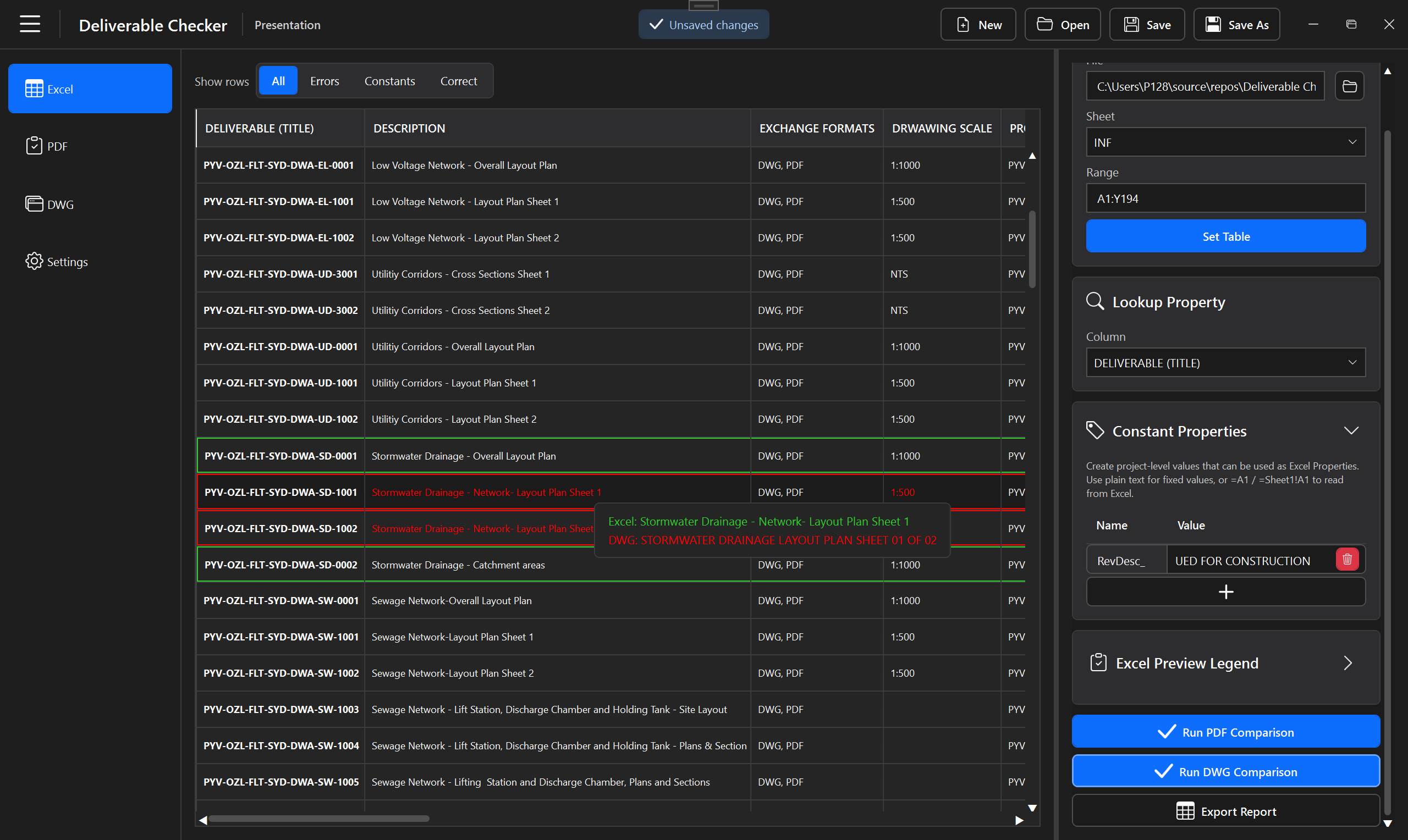 Deliverable Checker validation results workspace
